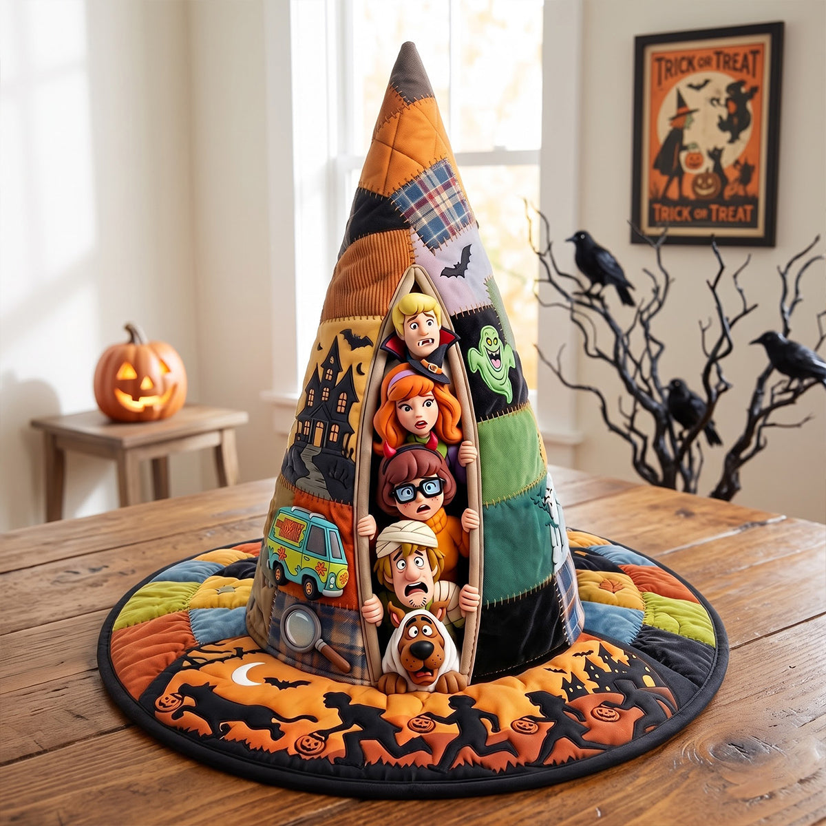 Personalized Quilted Witch Hat for Halloween | Unique Gift for Movie Fans Quilt Witch Hat GradoCreations