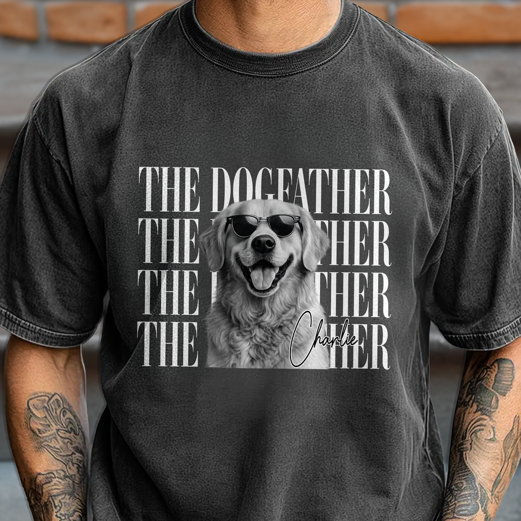 Personalized Vintage Comfort Shirt for Cat/Dog Dad with Photo Comfort Shirt GradoCreations