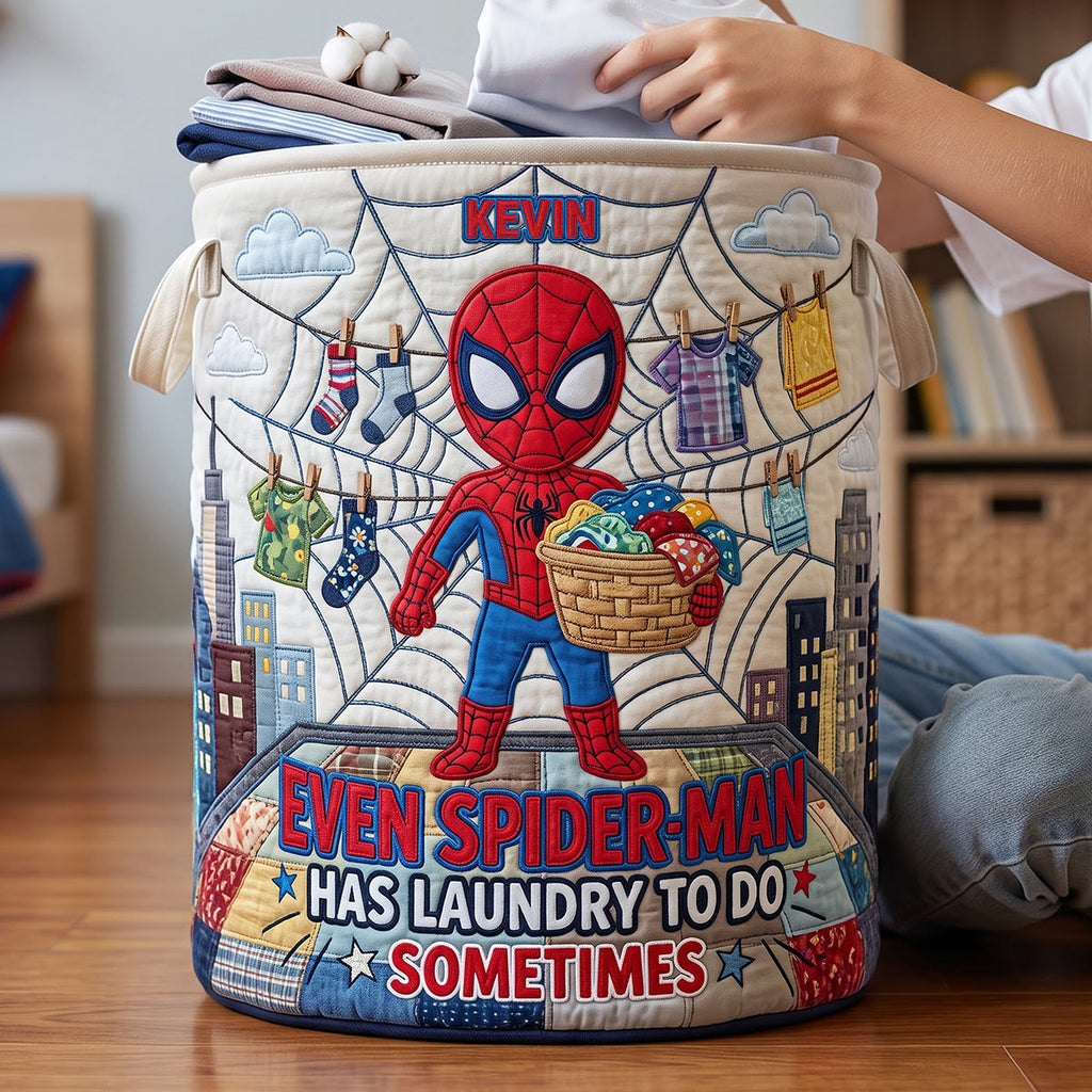 Personalized Spider-Man Quilted Laundry Basket Custom Name Gift for Kids Quilted Laundry Basket GradoCreations
