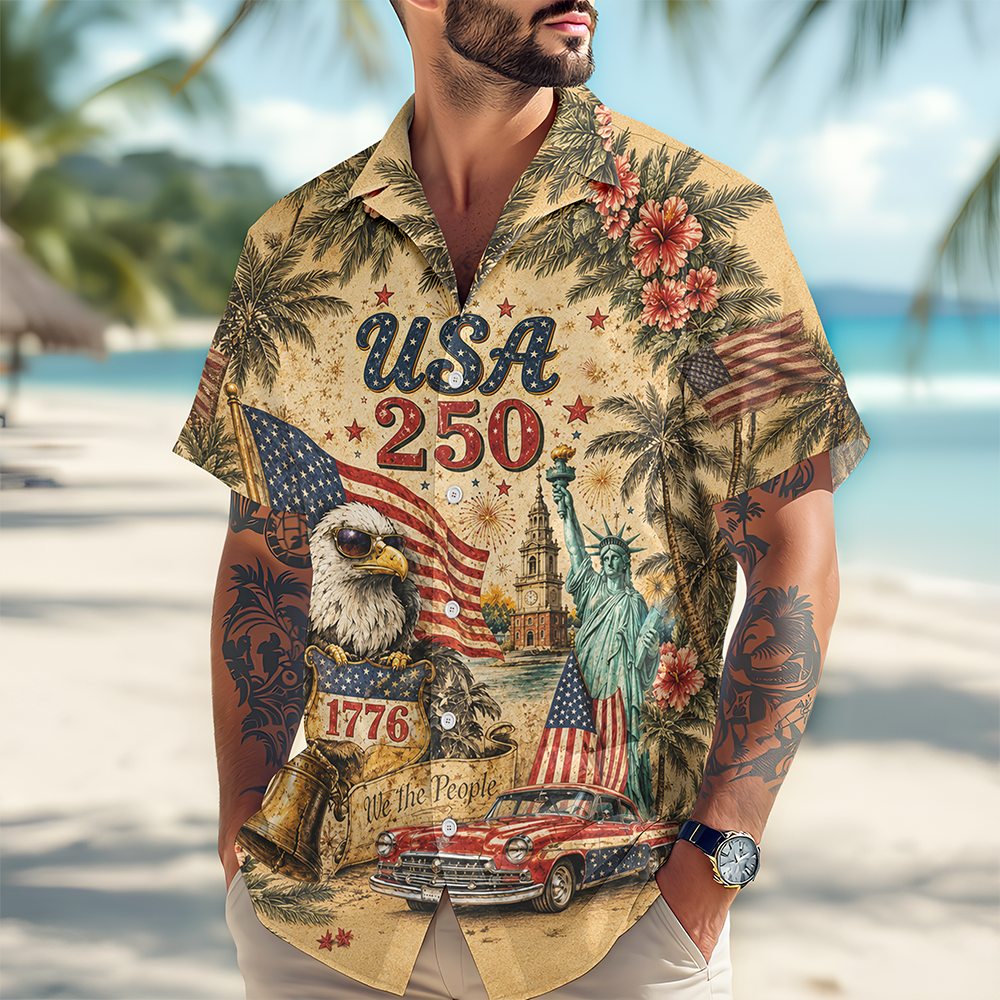 Personalized Hawaiian Shirt USA Flag Gift for 4th of July HN590 - AOP Hawai Shirt GradoCreations