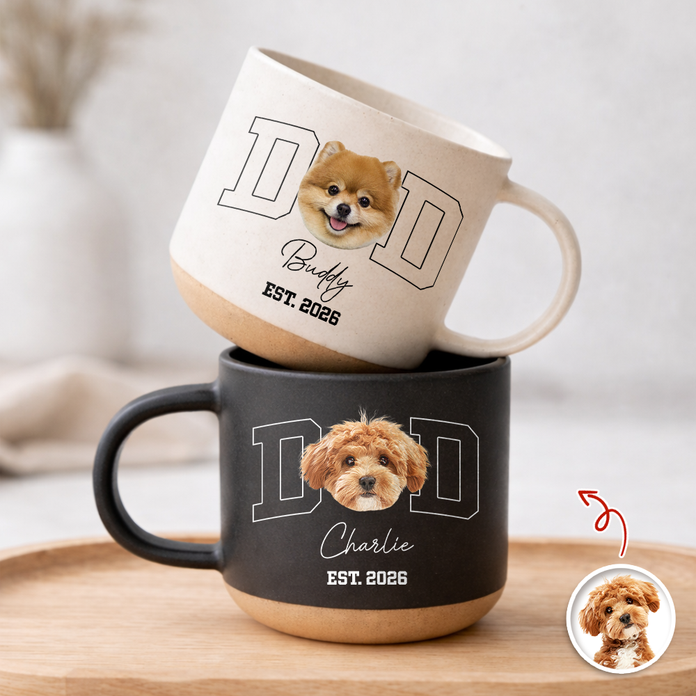Personalized Pottery Mug Custom Photo Gift for Dog Dad HN590 - Pottery Mug GradoCreations