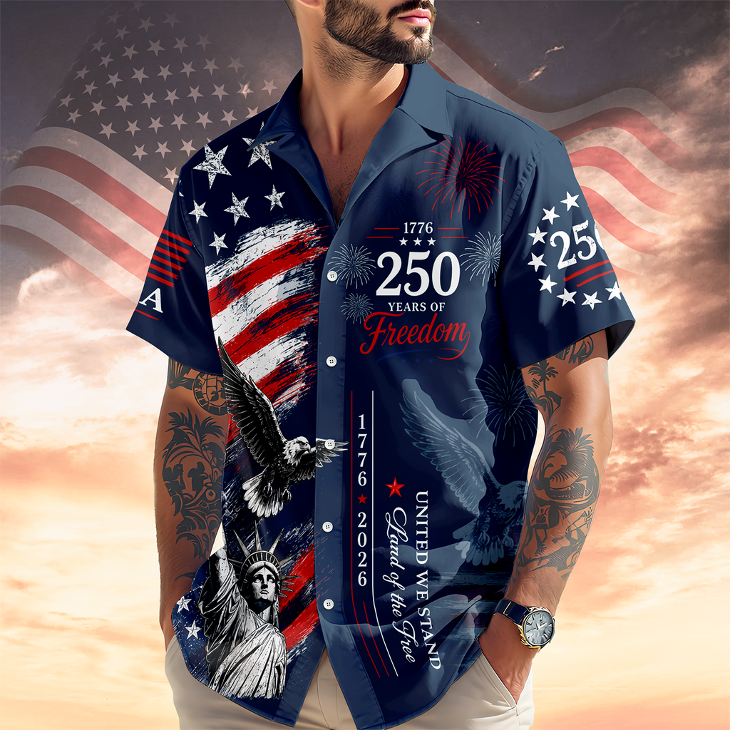 Personalized 4th of July Hawaiian Shirt Custom Name USA Flag Gift HN590 - AOP Hawai Shirt GradoCreations