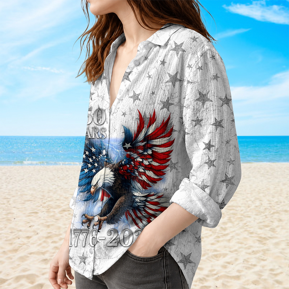 Personalized Eagle Blouse Shirt Patriotic Gift for Mom 4th of July HN590 - Blouse Shirt GradoCreations