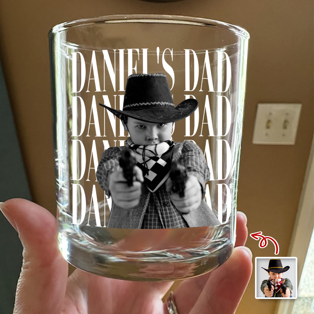 Personalized Vintage Photo Whiskey Glass Custom Gift for Dad HN590 - Print Rock Glass GradoCreations