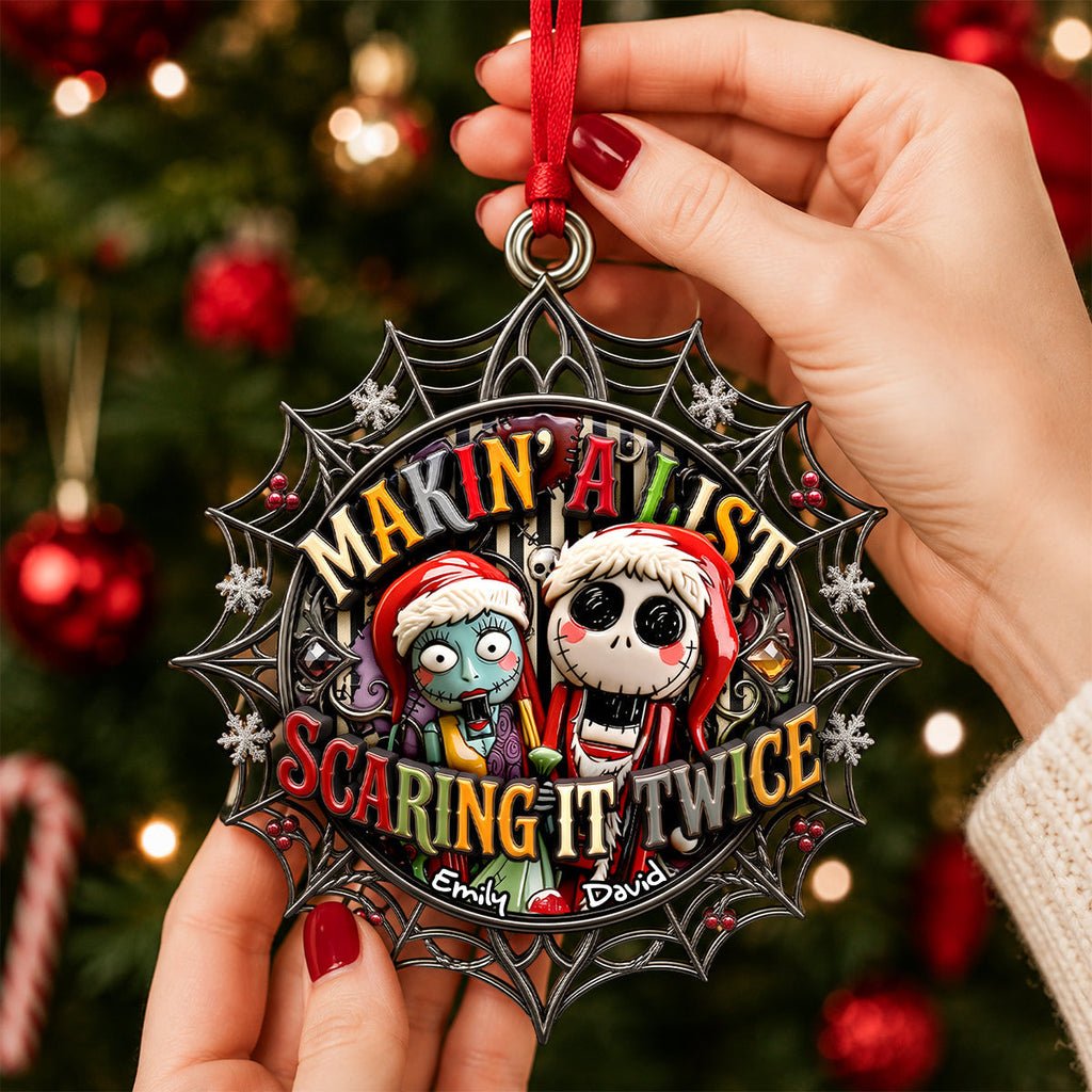 Personalized Spooky Couple Acrylic Ornament Unique Christmas Gift Ornament GradoCreations