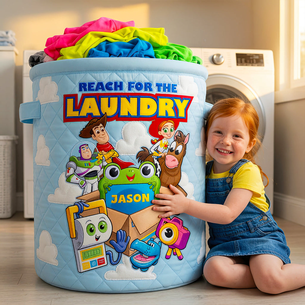 Personalized Quilted Laundry Basket Custom Name Fun Gift for Kids