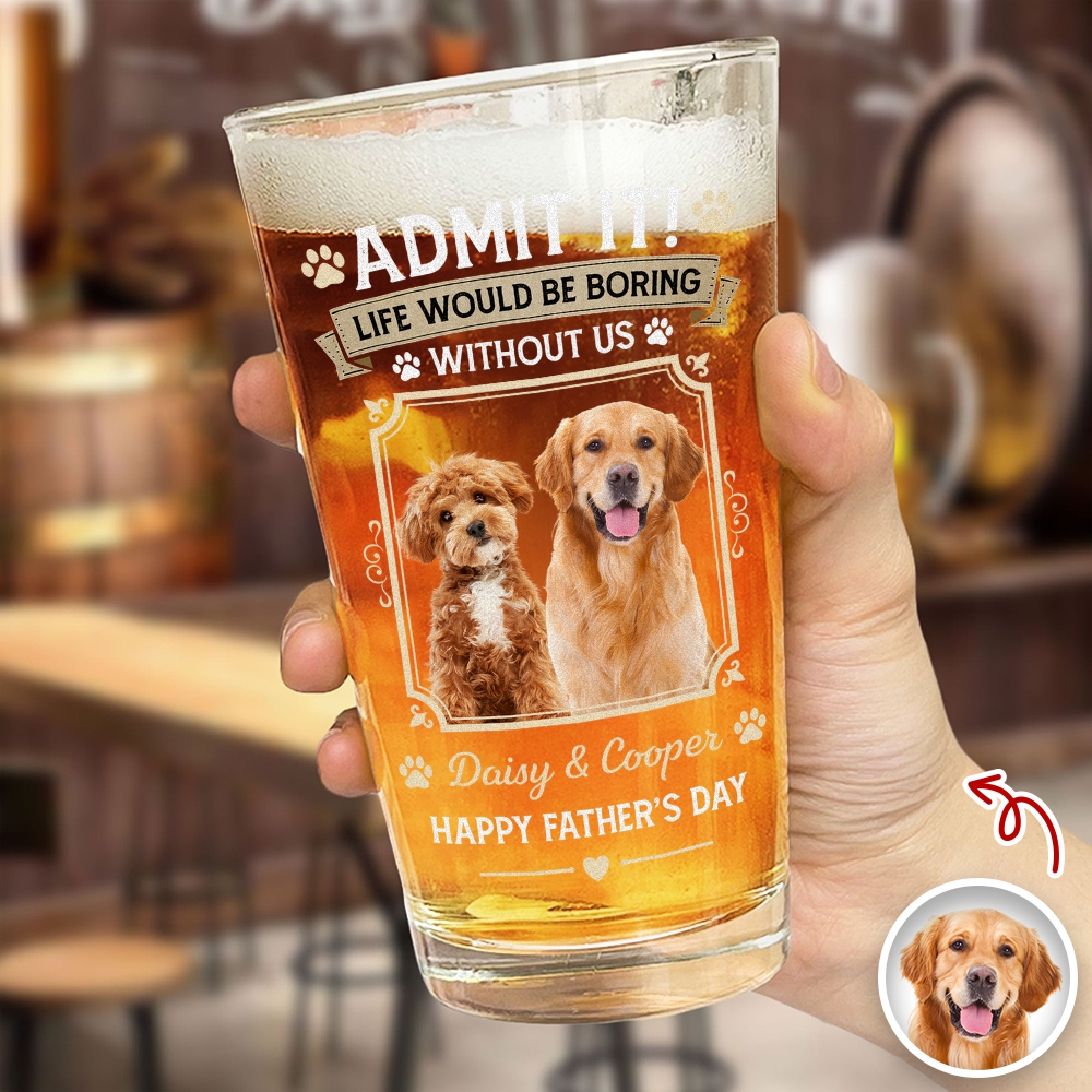 Personalized Dog Photo Beer Glass Custom Gift for Dad HN590 - Print Beer Glass GradoCreations