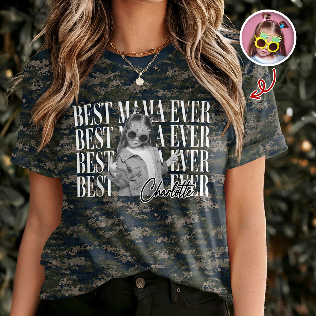 Personalized Camo Photo Shirt Gift for Dad Husband Grandpa HN590 - AOP Tshirt GradoCreations