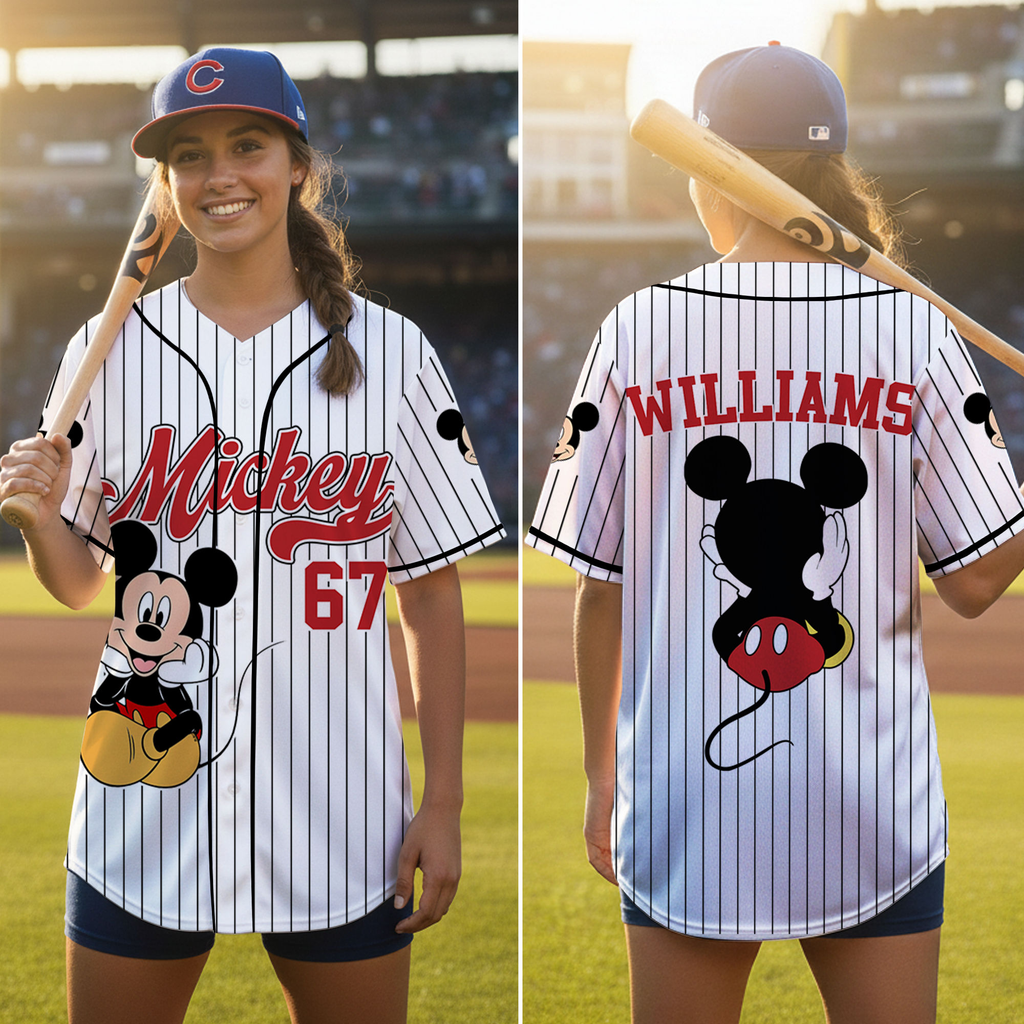 Custom Mickey Mouse Baseball Jersey Personalized Gift for Movie Fans