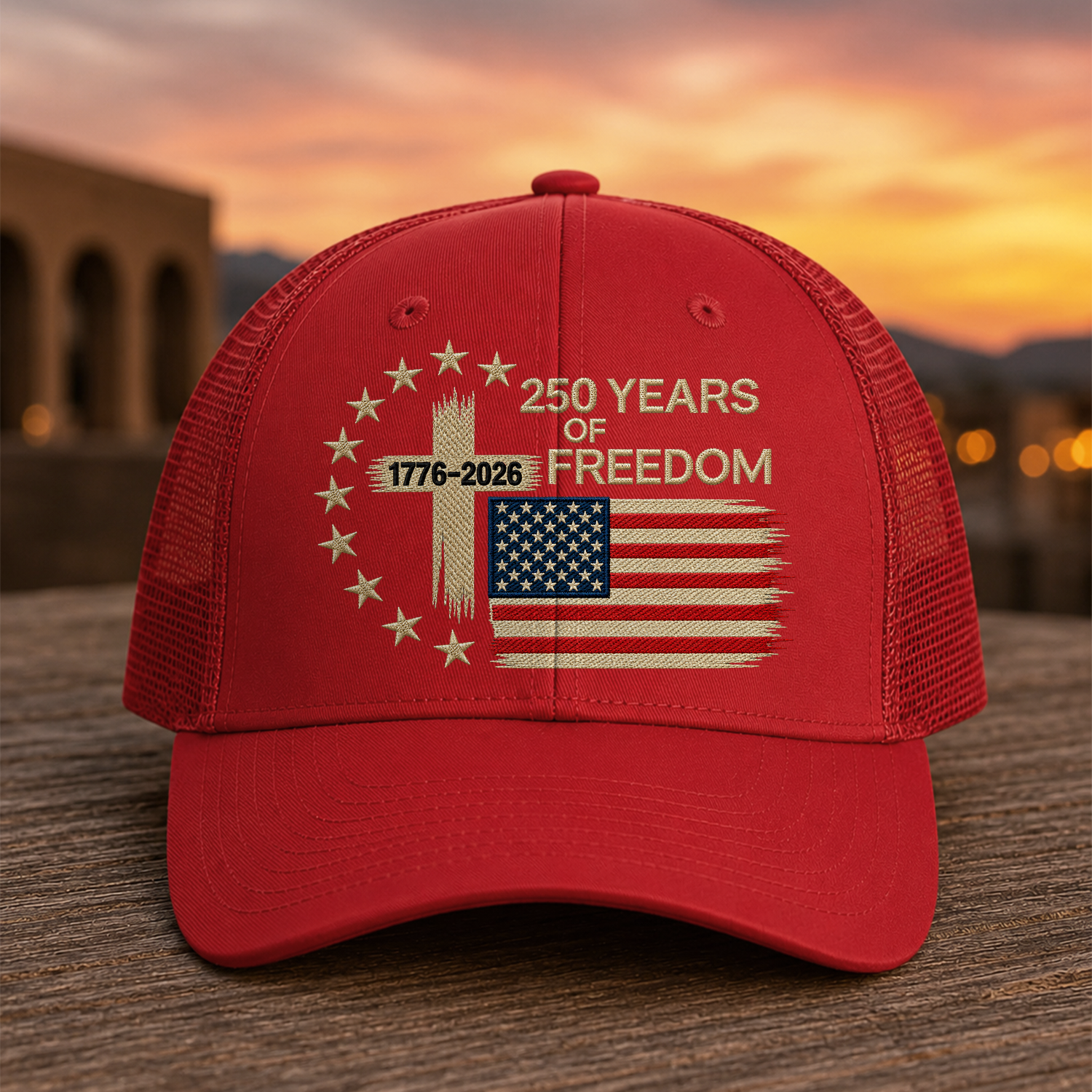 Personalized Trucker Hat US 250 Years Freedom Gift Idea HN590 - Embroidered Trucker Hat GradoCreations