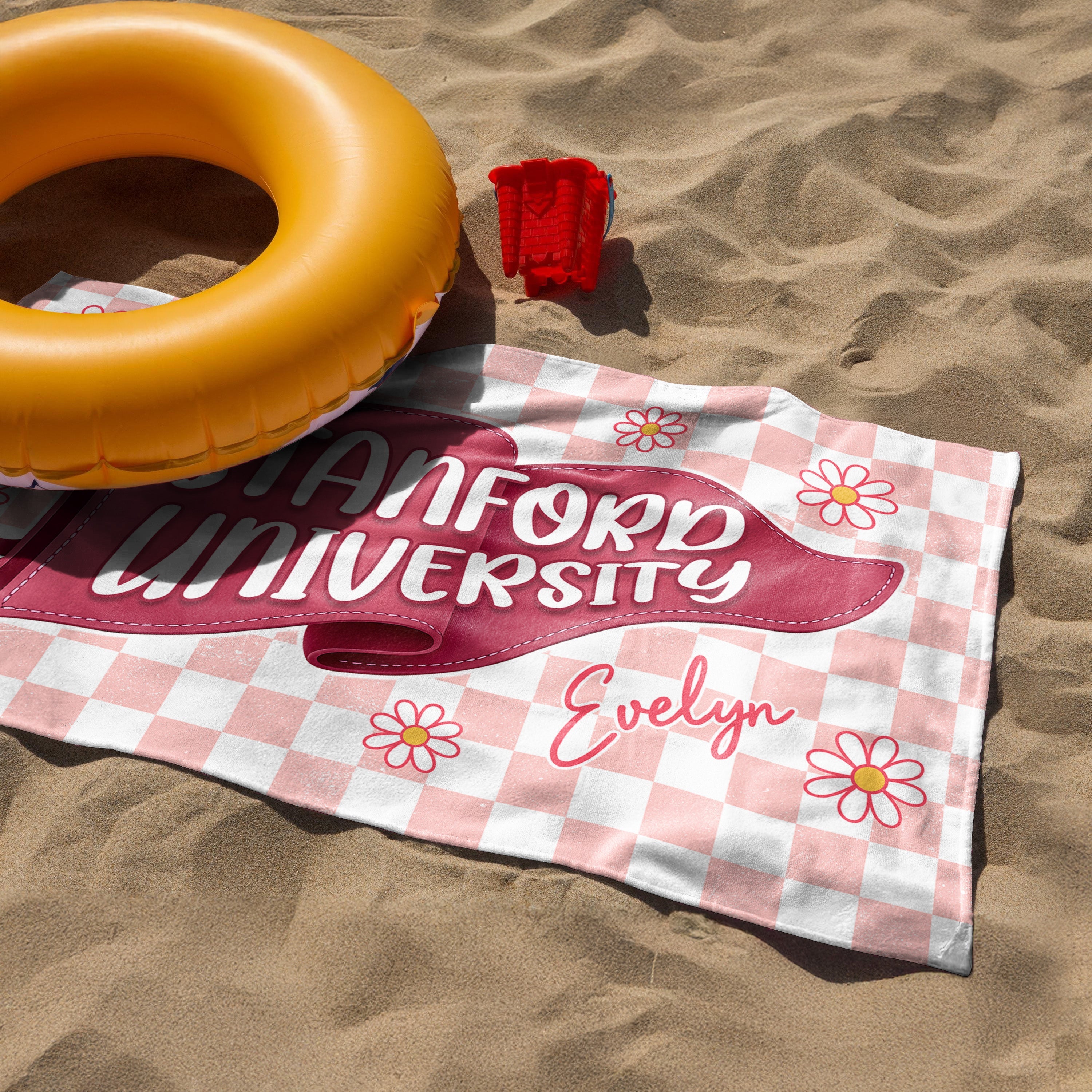 Personalized University Name Pennant Beach Towel Graduation Gift HN590 - Beach Towels GradoCreations