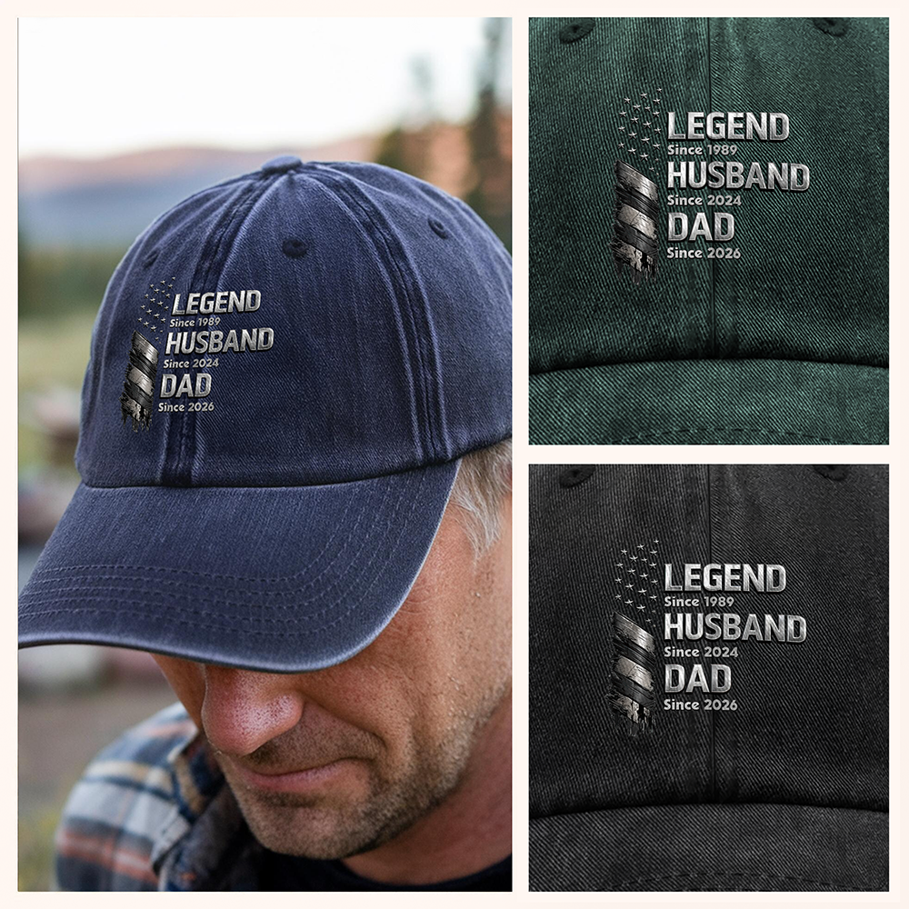 Personalized Washed Denim Baseball Cap Gift for Dad HN590 - Washed Denim Baseball Cap GradoCreations