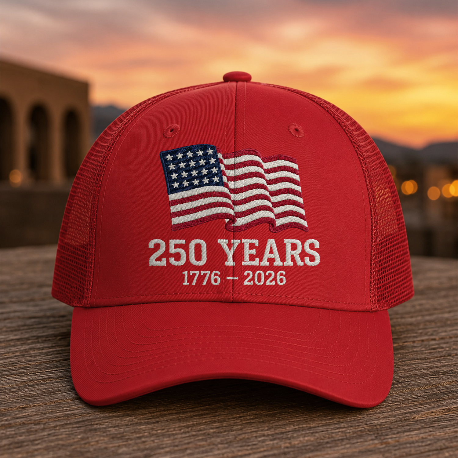 Personalized America Flag Trucker Hat Gift for Dad | 250th Anniversary HN590 - Embroidered Trucker Hat GradoCreations