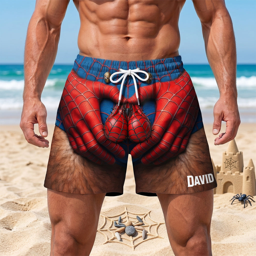 Personalized Superhero Muscle Beach Shorts Gift for Him Beach Shorts GradoCreations