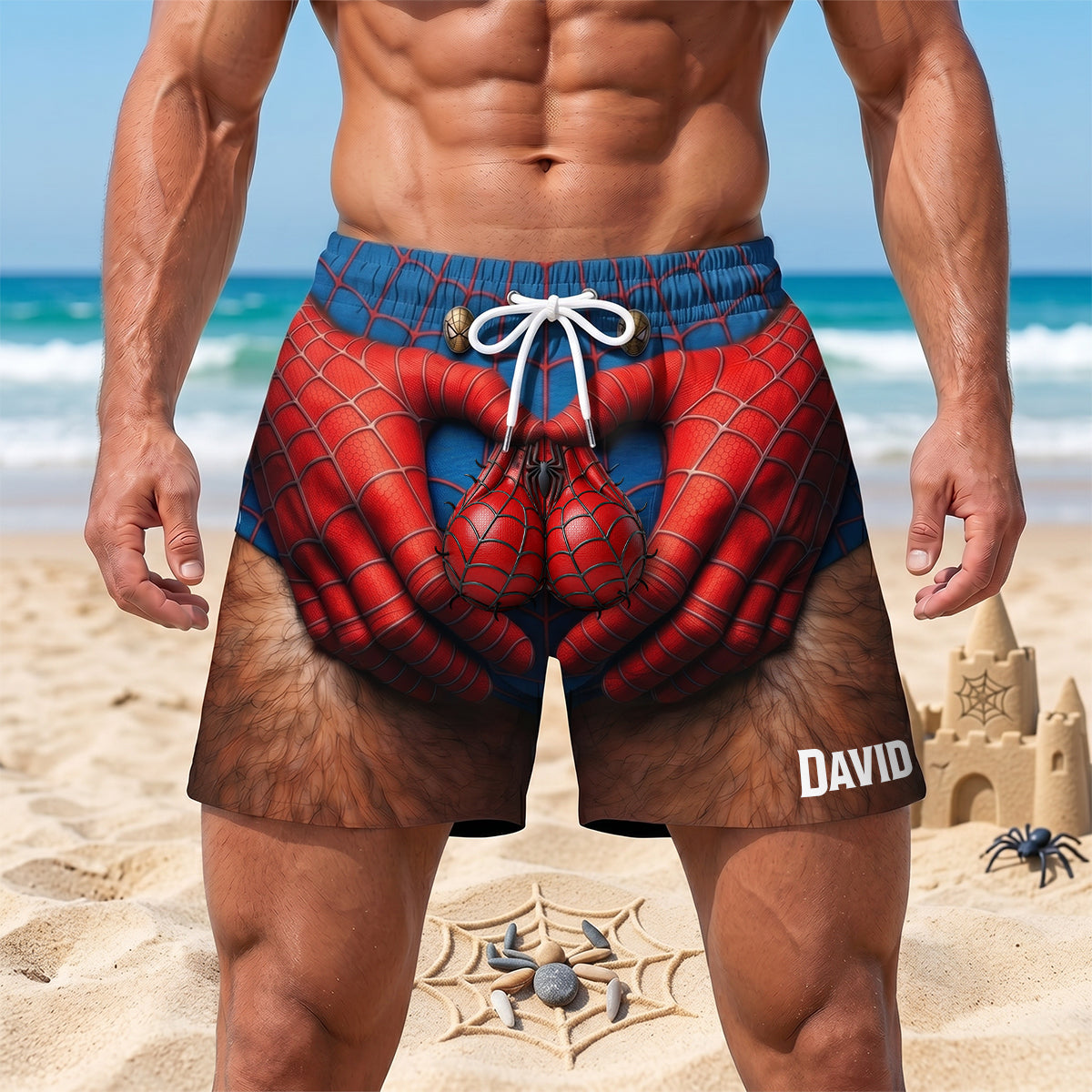 Personalized Superhero Muscle Beach Shorts Gift for Him Beach Shorts GradoCreations
