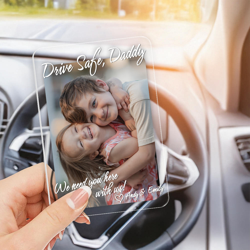 Personalized Acrylic Car Visor Clip with Photo for Dad's Day Gift HN590 - Acrylic Car Visor Clip GradoCreations
