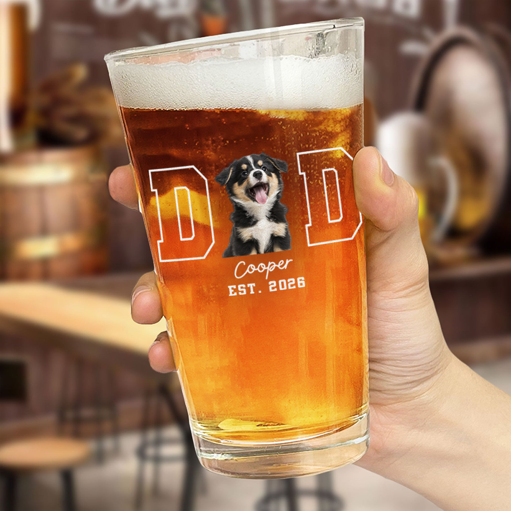 Personalized Dog Photo Beer Glass Custom Gift for Dog Dad HN590 - Print Beer Glass GradoCreations