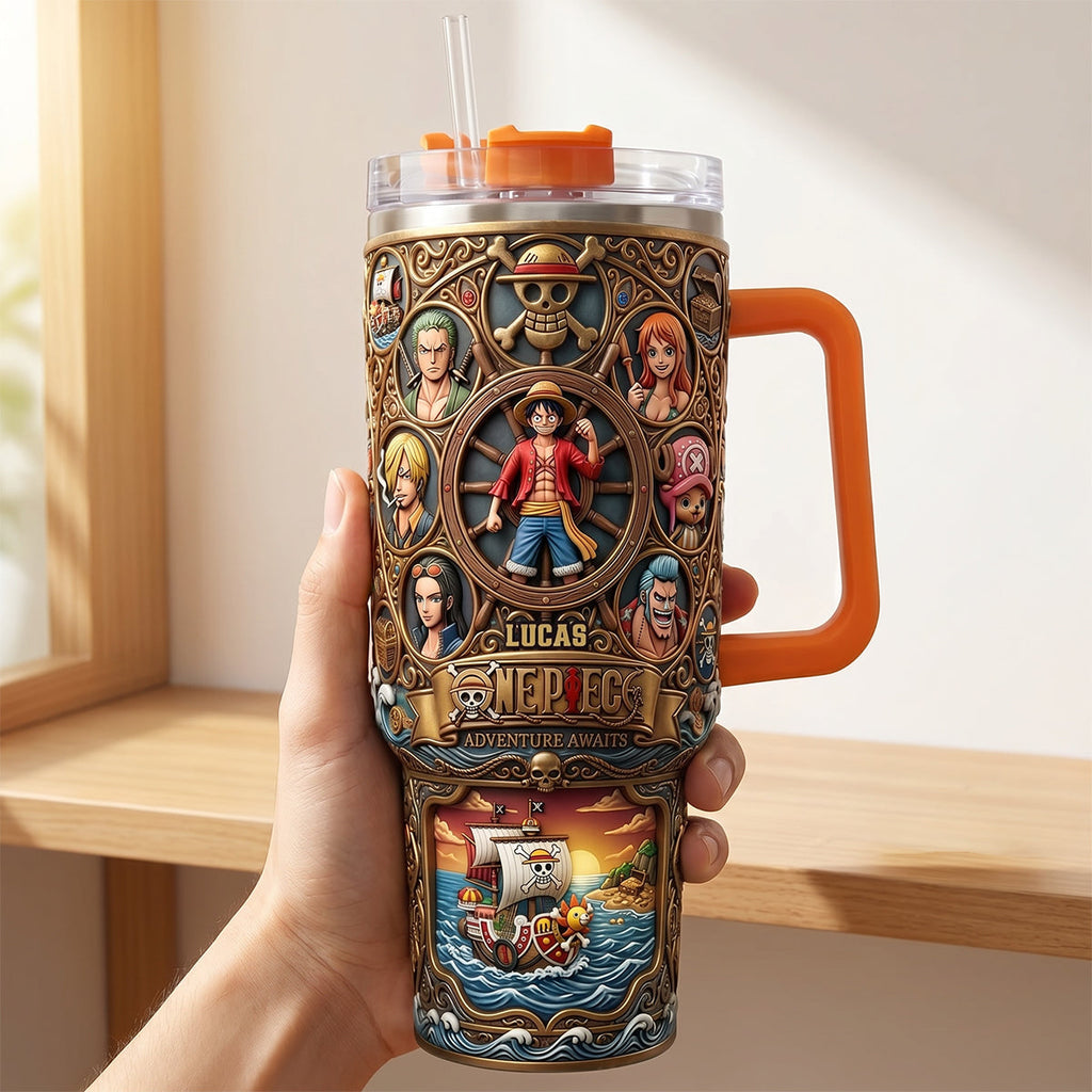 Personalized One Piece Tumbler with Handle Gift for Movie Fans