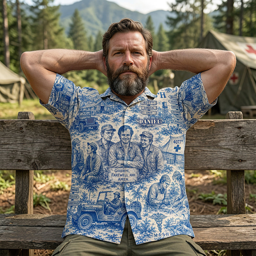 Personalized Vintage Army Camp Hawaiian Shirt Gift for Him Hawaiian Shirt GradoCreations