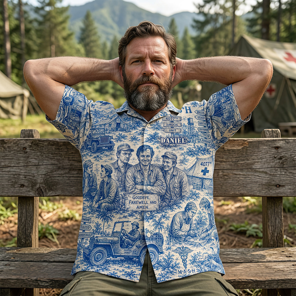 Personalized Vintage Army Camp Hawaiian Shirt Gift for Him Hawaiian Shirt GradoCreations