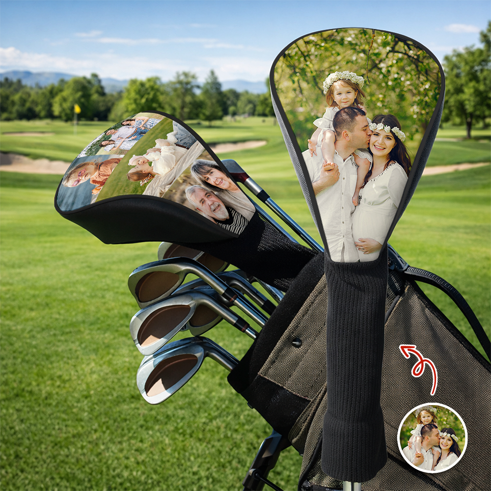 Personalized Photo Golf Club Head Cover Custom Gift for Dad HN590 - Golf Club Head Cover GradoCreations
