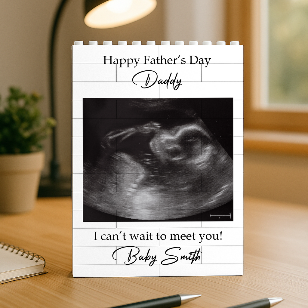 Personalized Baby Bump Photo Building Block Gift for Dad HN590 - Building Blocks GradoCreations