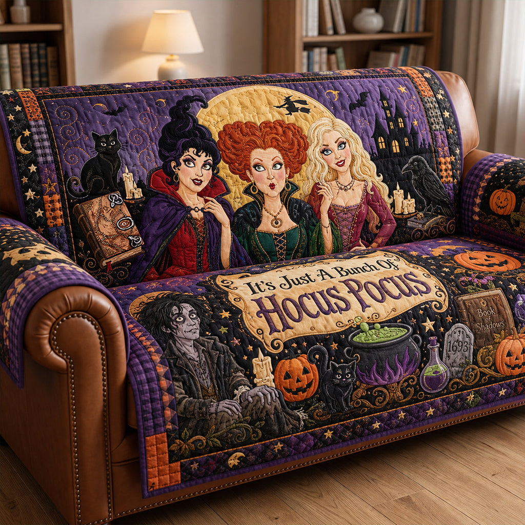 Personalized Quilted Sofa Cover Hocus Pocus Halloween Gift Quited Sofa Cover GradoCreations