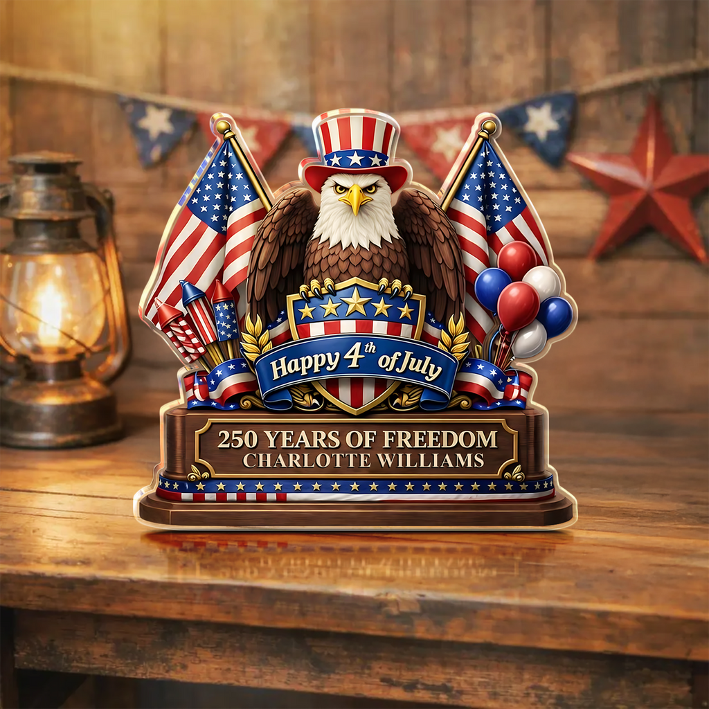 Personalized 250 Years of Freedom Acrylic Block Plaque for 4th of July Gift HN590 - Acrylic Block Plaque GradoCreations