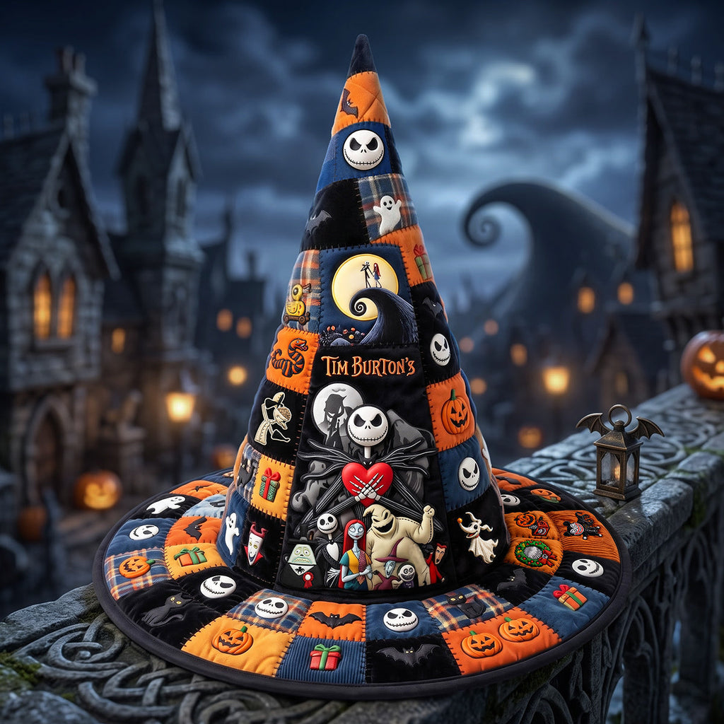 Personalized Quilted Witch Hat Custom Name Gift for Halloween Quilt Witch Hat GradoCreations
