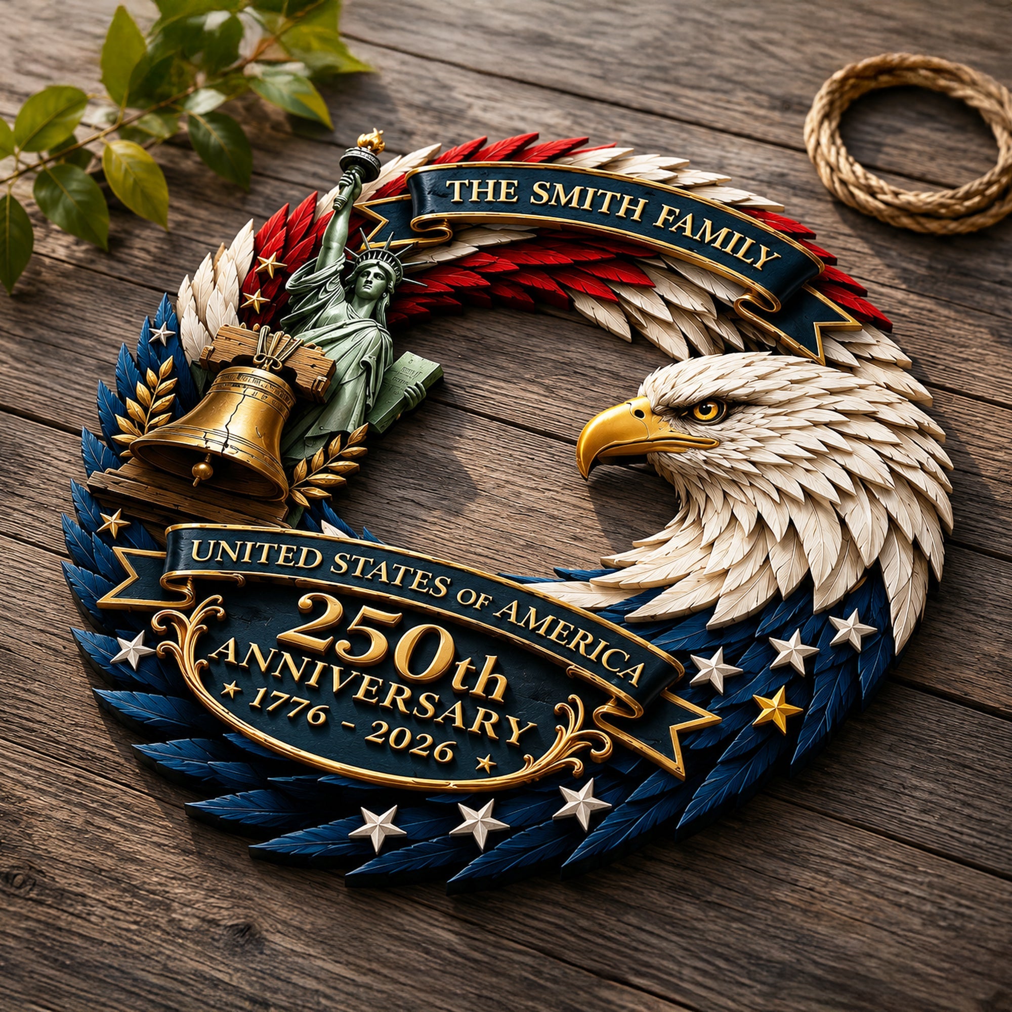 Personalized Patriotic Door Sign for 250th Anniversary Gift HN590 - Door Sign GradoCreations
