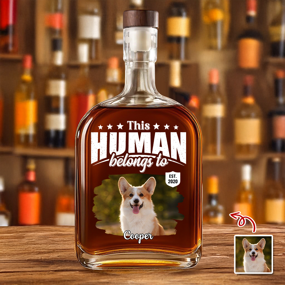 Personalized Photo Whiskey Bottle Custom Name Gift for Pet Lovers HN590 - Whiskey Bottle GradoCreations