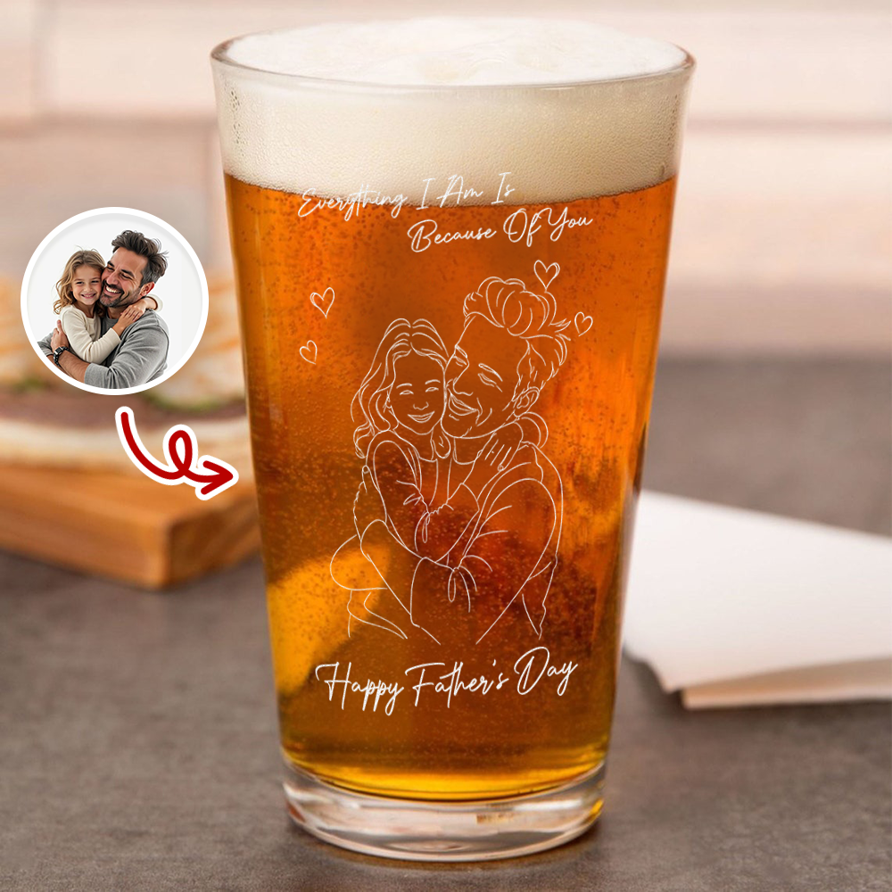 Personalized Photo Beer Glass Custom Gift for Dad Father's Day HN590 - Print Beer Glass Fix GradoCreations