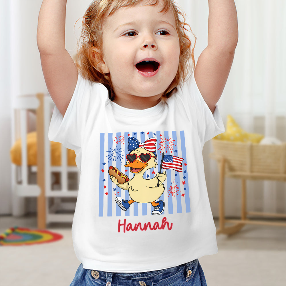 Personalized Patriotic Duck Baby Onesie Gift for 4th of July HN590 - Baby Shirt GradoCreations