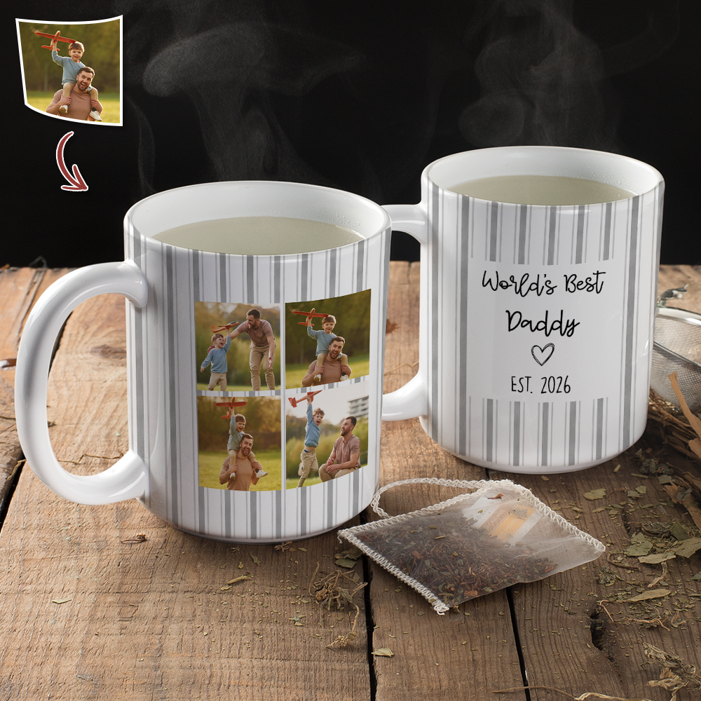Personalized Photo Mug Gift for Dad Custom Design Father's Day HN590 - edge to edge mug GradoCreations