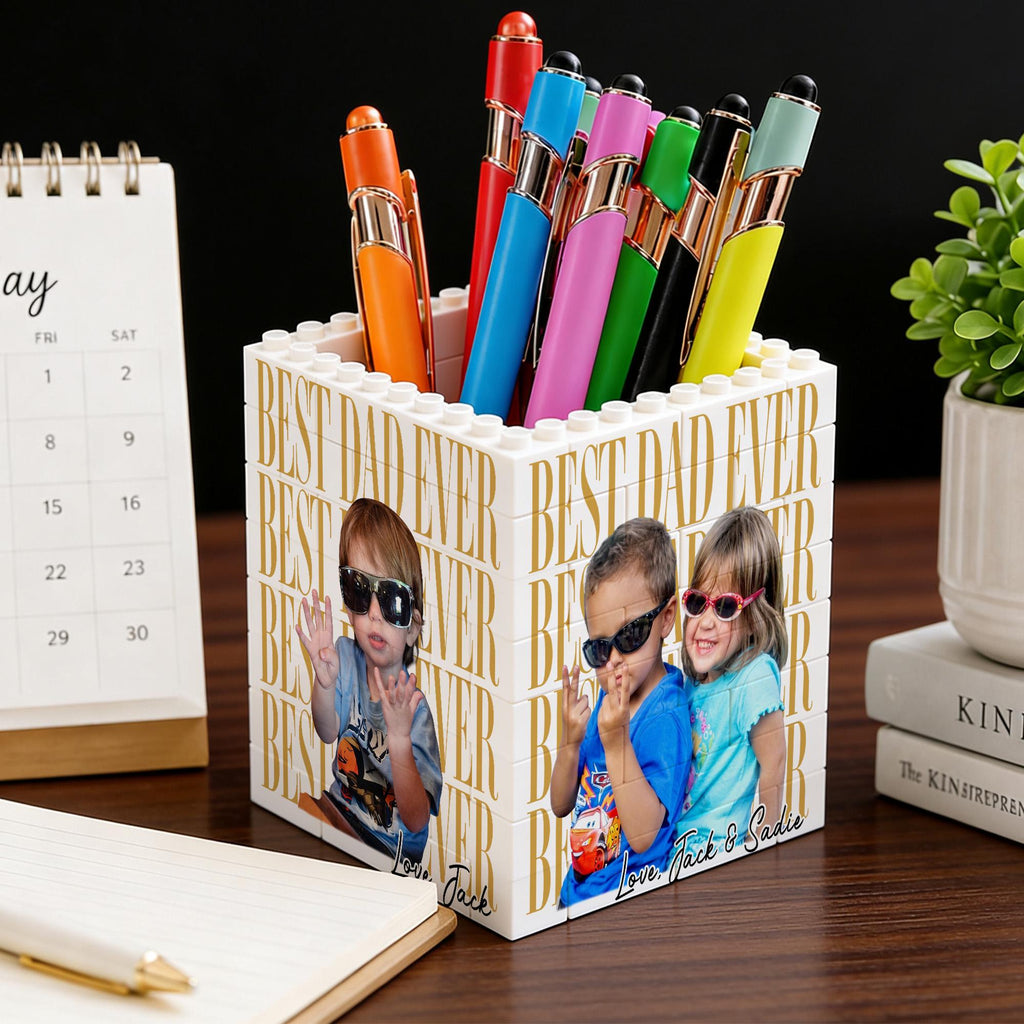 Personalized Photo Brick Pencil Pot Gift for Dad | Father's Day HN590 - Brick Pencil Pot GradoCreations