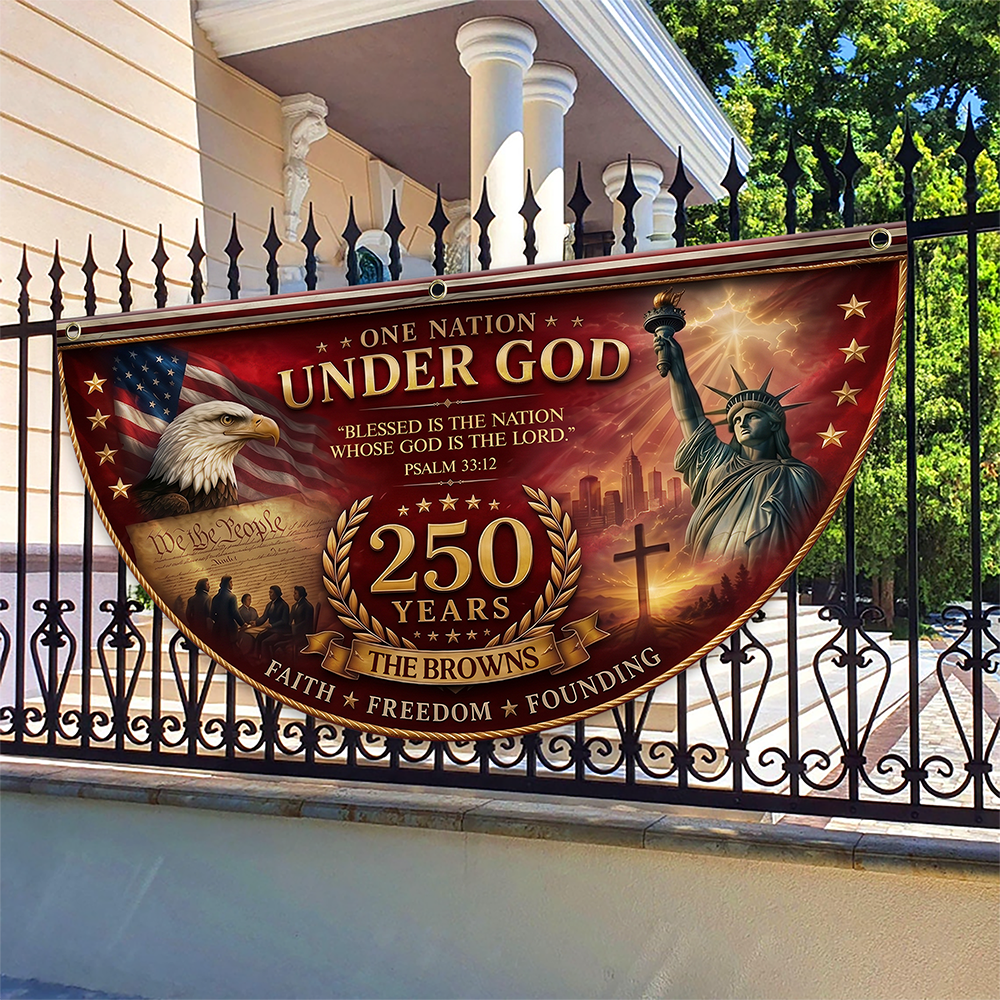 Personalized One Nation Under God Non-Pleated Fan Flag Gift for Family Independence Day HN590 - Non-Pleated Fan Flag GradoCreations