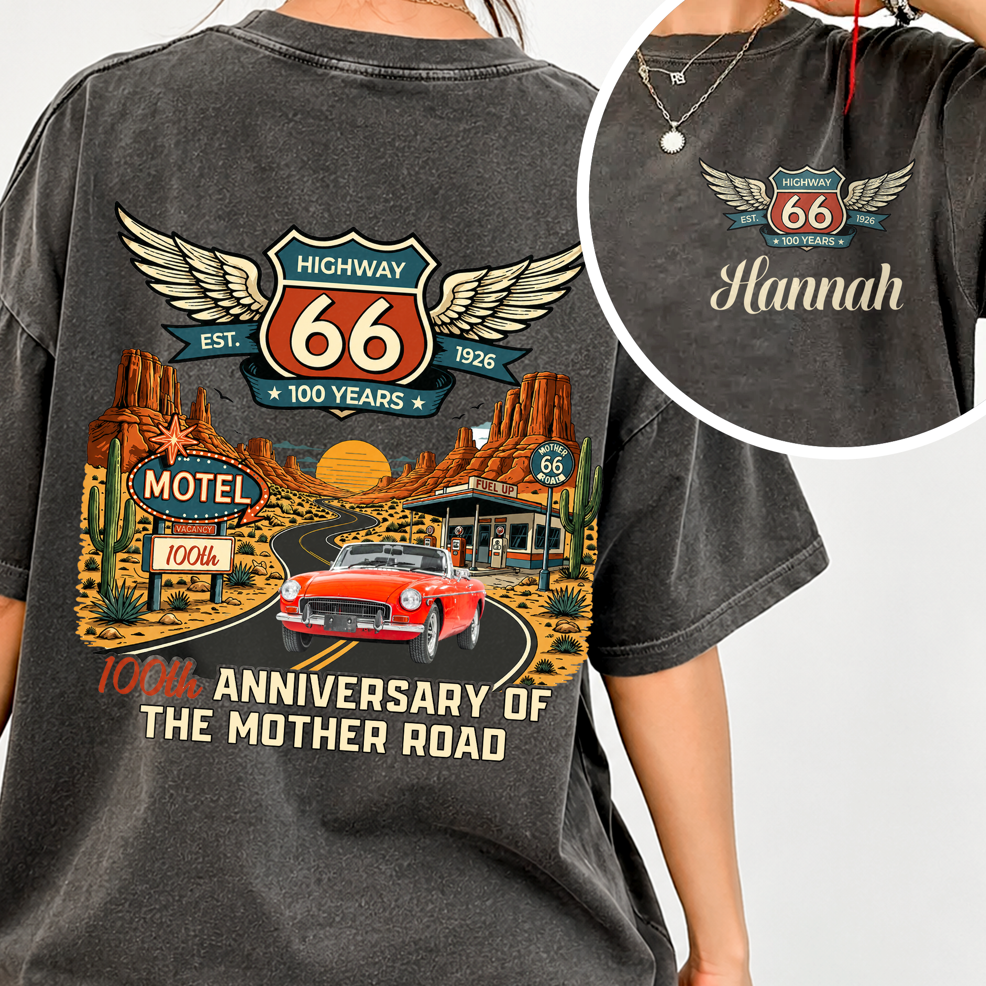 Personalized Route 66 Comfort Shirt Car Lover Gift Idea Back&Front Comfort Shirt GradoCreations