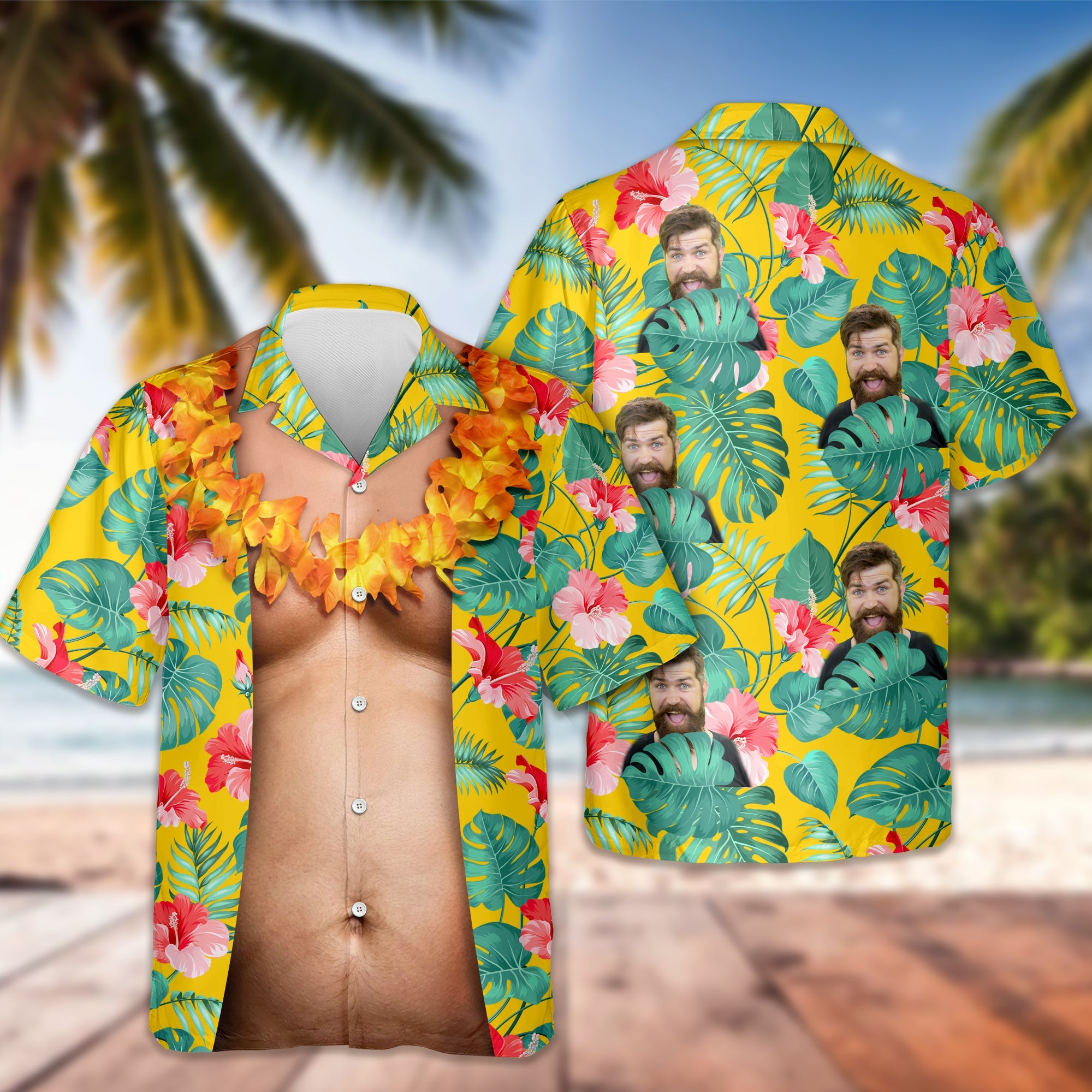 Funny Custom Photo Hawaiian Shirt Gift for Dad's Birthday HN590 - AOP Hawai Shirt GradoCreations