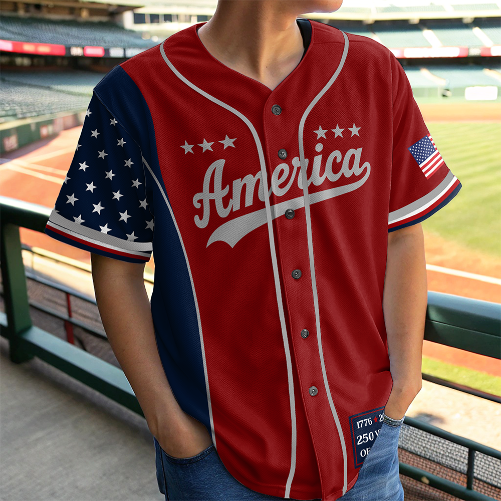 Personalized 250 Years of Freedom Jersey Shirt Gift for Dad HN590 - Baseball Shirt GradoCreations