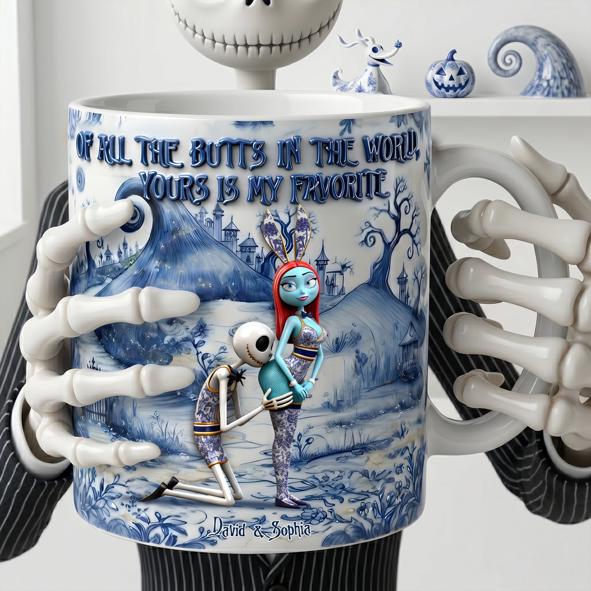 Personalized Skeleton Couple Mug Custom Name Gift Idea Mug GradoCreations