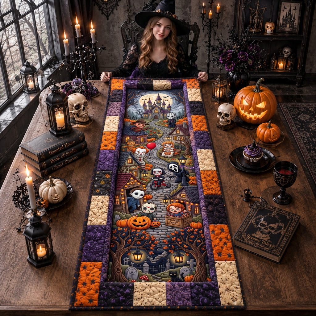 Personalized Halloween Quilted Table Runner for Family Gift Quilt Table Runner GradoCreations