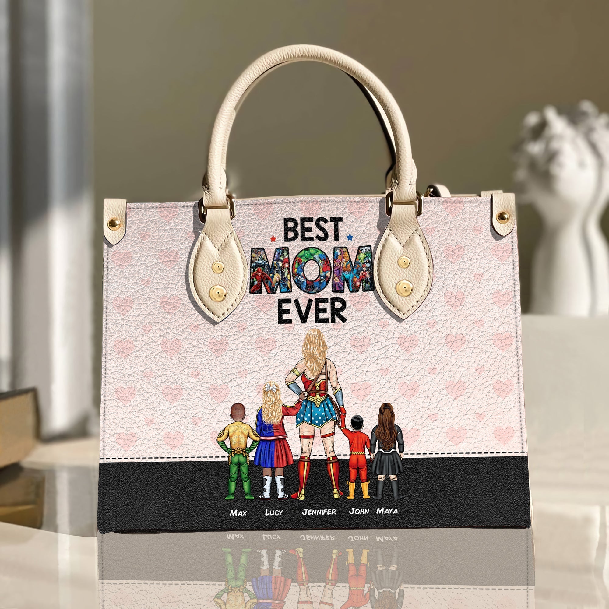 Personalized Leather Super Hero Mom Bag Gift for Mother | GradoCreations