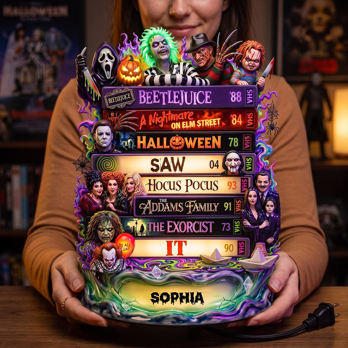 Personalized Acrylic Light Box with Horror Characters for Halloween Gift Acrylic Light Box GradoCreations