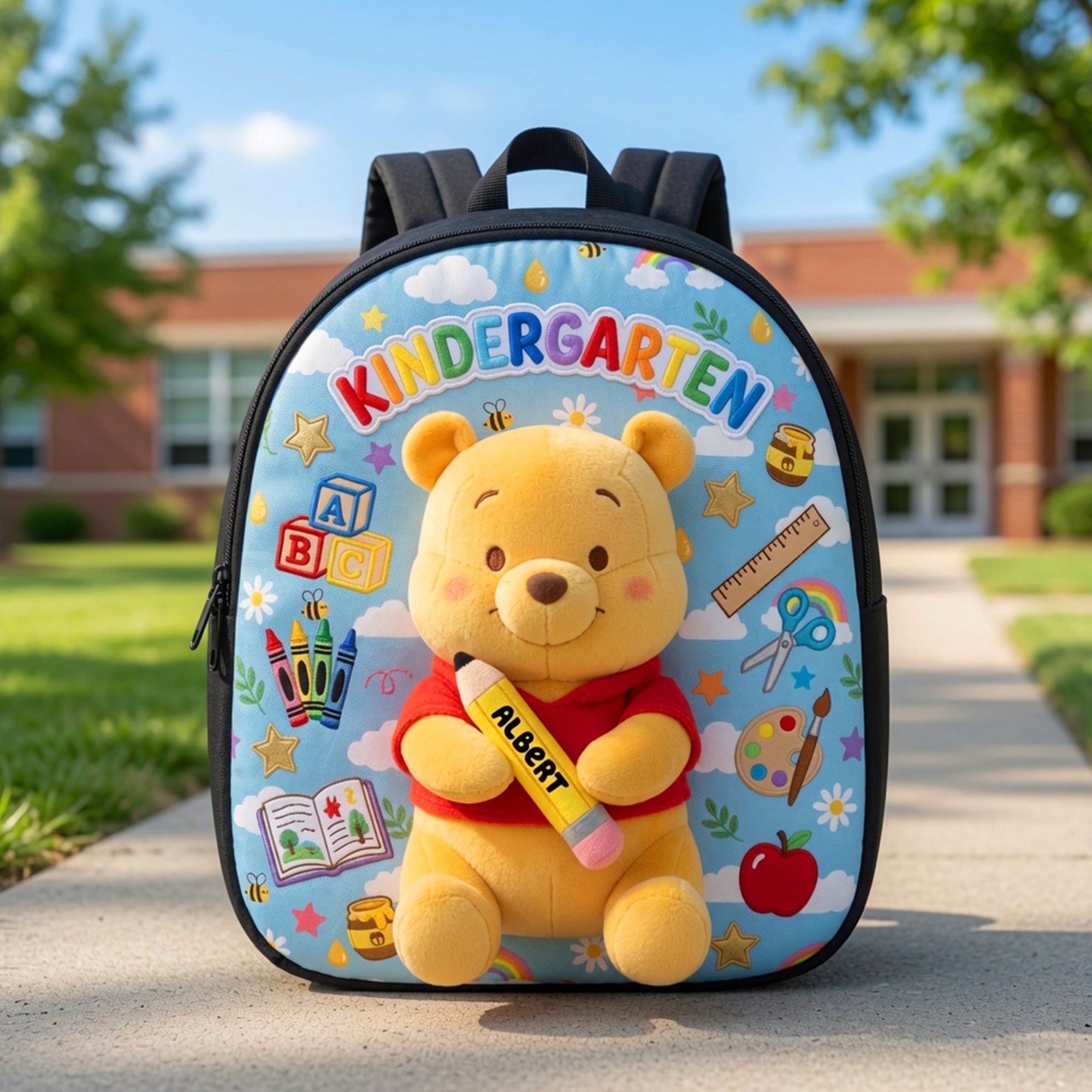 Personalized Cartoon Bear Backpack Custom Name Gift for Kids School Backpack GradoCreations