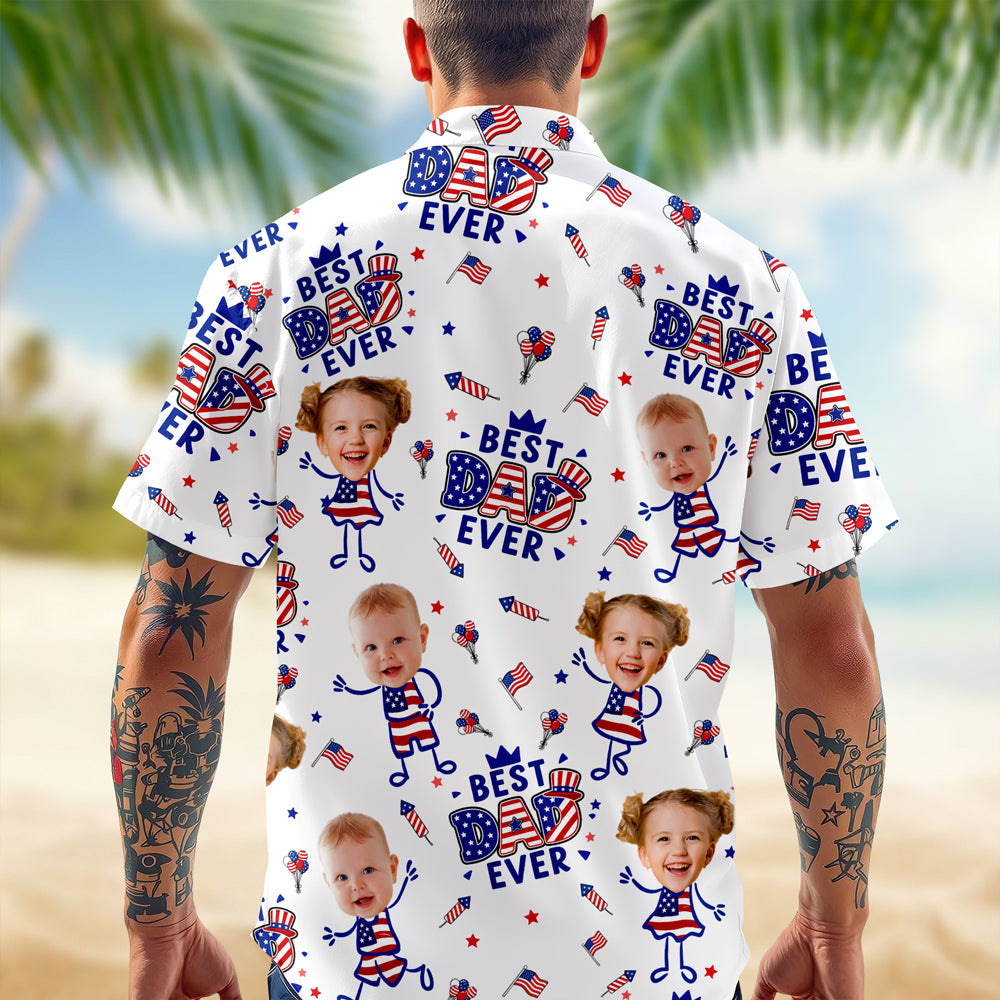 Personalized Hawaiian Shirt USA Flag Gift for Dad - Father's Day HN590 - AOP Hawai Shirt GradoCreations