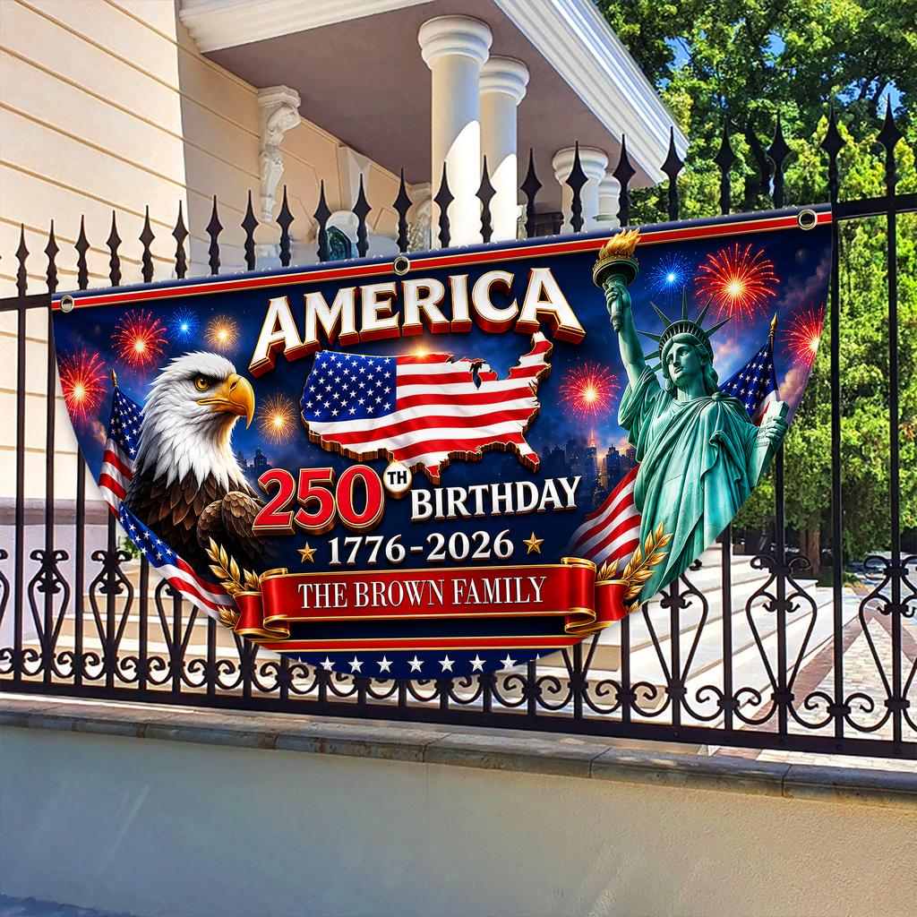 Personalized Independence Day Flag USA 250 Years Family Gift HN590 - Non-Pleated Fan Flag GradoCreations