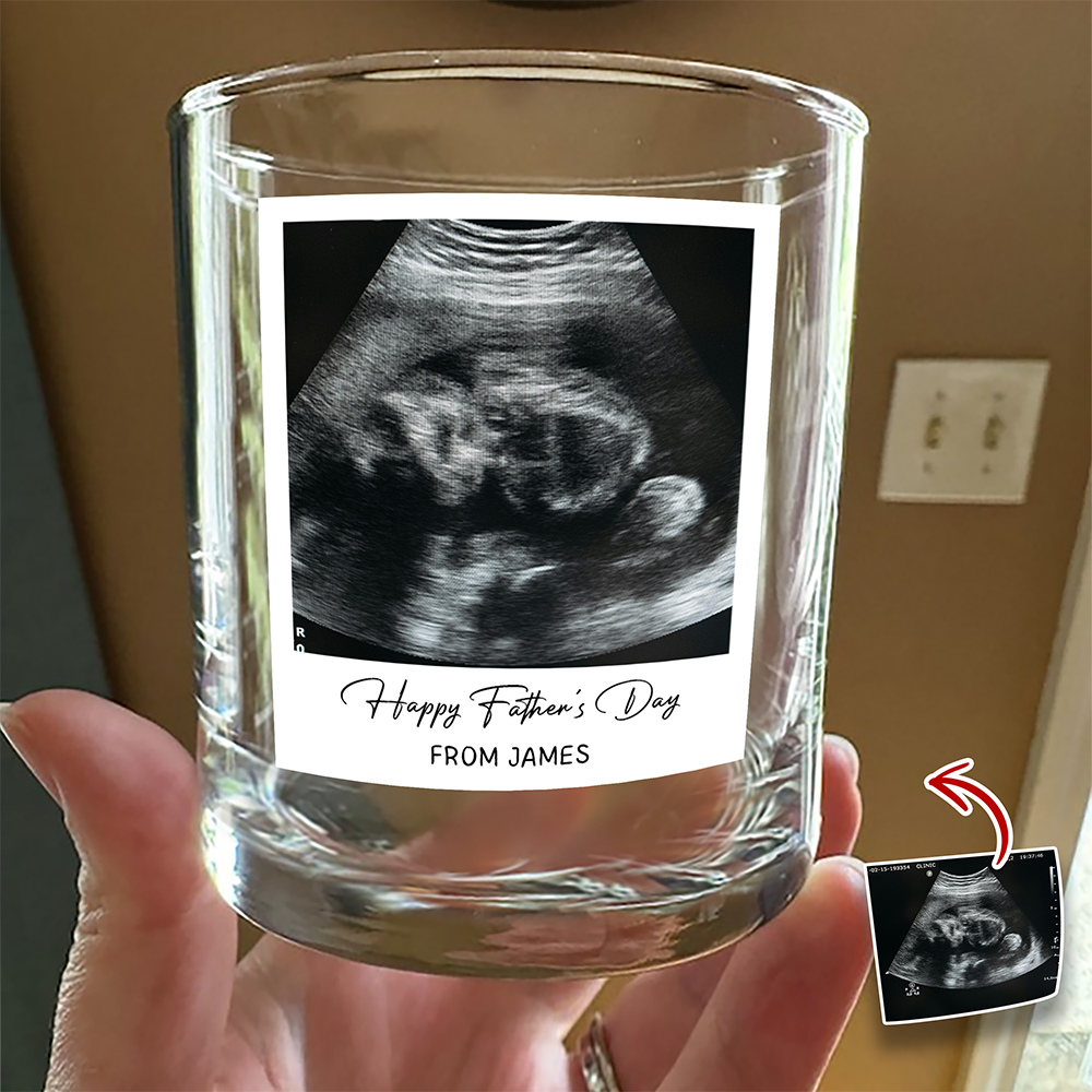 Personalized Ultrasound Photo Rock Glass Custom Gift for Dad HN590 - Print Rock Glass GradoCreations