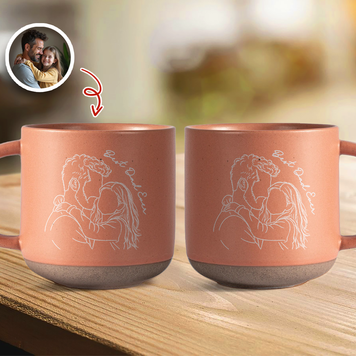 Personalized Engraved Pottery Mug Custom Photo Gift for Mom HN590 - Engraved Pottery Mug Fix GradoCreations
