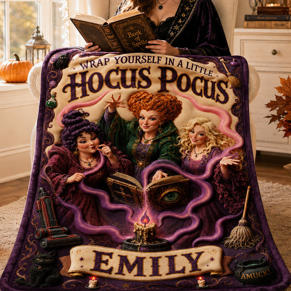Personalized Hocus Pocus Halloween Blanket Custom Name Gift Blanket GradoCreations