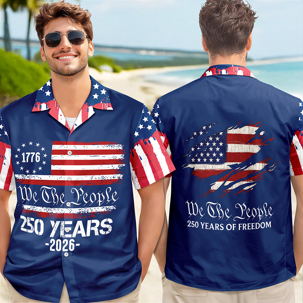 Personalized American Flag Hawaiian Shirt Custom Gift for 4th of July HN590 - AOP Hawai Shirt GradoCreations
